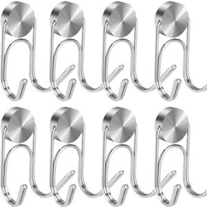 Magnetic Hooks 304 Stainless Steel Hooks Heavy Duty Magnets Hanging Hooks for Refrigerator Grill Toolbox Cabins Outdoor,Cruise Essentials Camper Accessories, 8pack(Silver,1.3in-2)