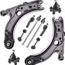 ASTARPRO 10pcs Front Lower Control Arm with Bushing Assembly and Lower Ball Joints Sway Bar Tie Rod End Inner and Outer Compatible with 2001-2010 Volkswagen Beetle Golf Jetta