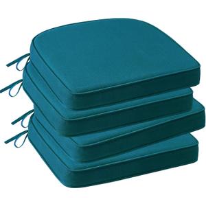Outdoor Sunbrella Round Corner Seat Cushion, 17"x16"x2", Set of 4, Non Slip Seat Cushion Pads with Removable Cover for Patio Furniture, Garden Yard Lawn, Spectrum Peacock