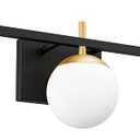 Ralbay Mid Century Modern Bathroom Vanity Lights Black and Gold Milky Glass Modern Bathroom Vanity Lights Over Mirror, Black/Golden 3-Light (Exclude Bulb)