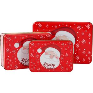 YWKXM Cookie Tins Square Storage Tins for Christmas Gift Giving, 6Pcs Extra Thick Metal - Large, Medium and Small Sizes
