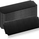 Therwen 30 Pcs Name Plates Laser Engraved Brushed Stainless Steel Plate Personalized Plaque Blank Custom Name Tag Frame Label with Adhesive Backing(Black Notched Corner,1''x 3'')