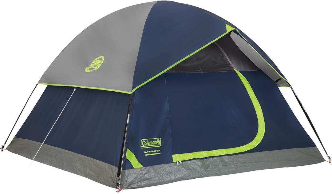 Coleman Sundome Camping Tent with Rainfly, 2 Person Tent Sets Up in 10 Mins, Weatherproof Shelter for Camping, Festivals, Backyard, Sleepovers, & More, Navy Blue