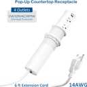 Pop up Outlet for Countertop,2.5-inch Hole Desktop Power Grommet,Recessed Power Strip,20W USB C Fast Charging,4 Outlets 4 USB Ports,15Amp Tamper Resistant Receptacle,White