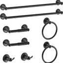 Newfun 8-Pieces Matte Black Bathroom Accessories Set Towel Racks for Bathroom - Bathroom Hardware Set, 2 * 24 Inch Towel Bar for Bathroom 2*Toilet Paper Holder 2* Towel Ring Towel Holders 2* Hook