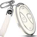 Hyundai Key Fob Cover, 5-Button Durable TPU Fit for Elantra Tucson Santa Fe Palisade Sonata Ioniq 6 KONA Grandeur (2022-2025)(Silver-White, 5-Button)