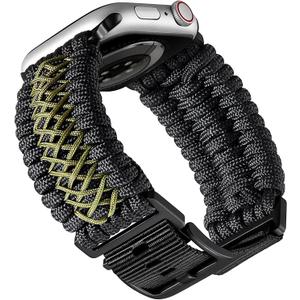 BINLUN Watch Band Compatible with Apple Watch 44mm 45mm 46mm 49mm, Braided Paracord Nylon Watch Strap Replacement Compatible with iWatch Ultra/Ultra 2 Series 10/9/8/7/6/5/4/SE/SE2/3/2/1 for Men - Black/Green