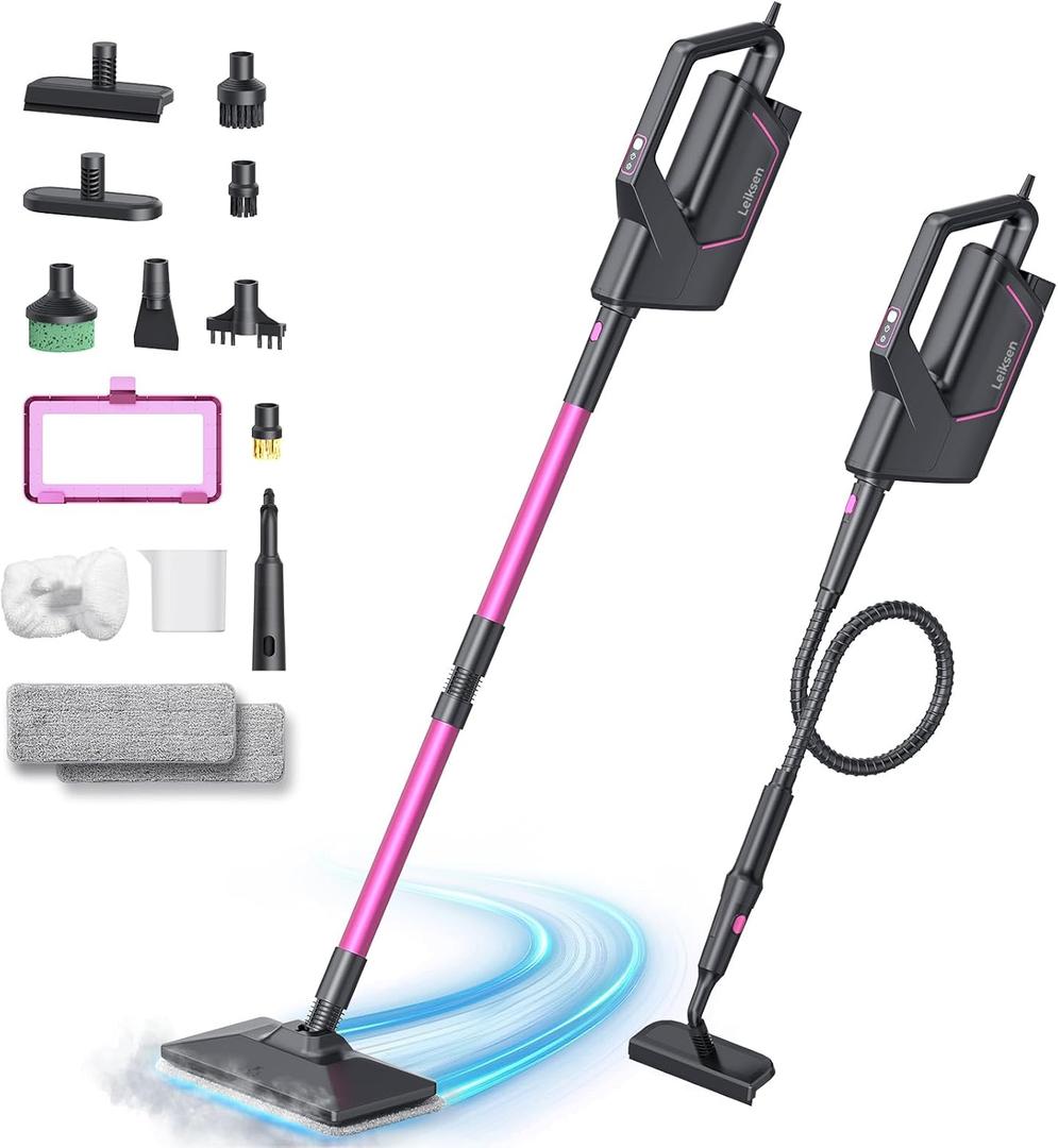 14 in 1 Steam Mop with Detachable Handheld Steam Cleaner, Multi Accessories, 440ml and 3-Level Steamer for Cleaning Floor, Tile, Carpet, BBQ Grill, and Grout