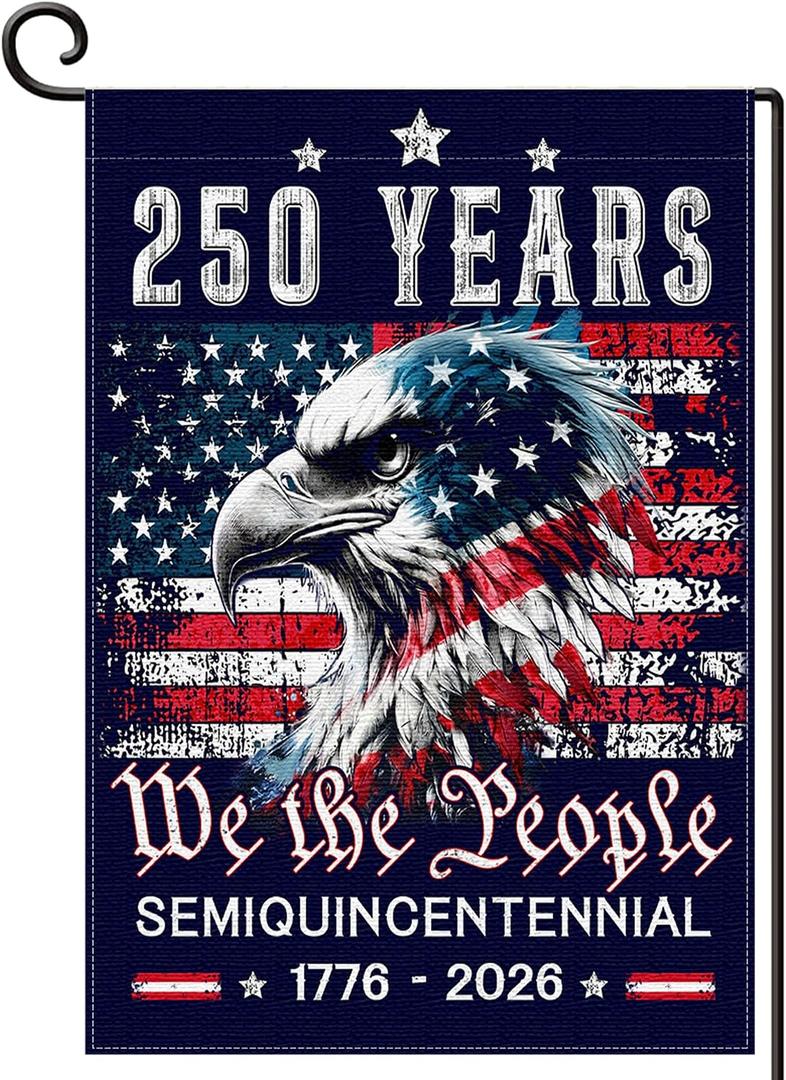 2 x 250 Anniversary USA Flag 1776-2026 - 250th Anniversary Yard Flag | Burlap Garden Flags 12x18 Inch - 250 Anniversary USA Merchandise for Men, Women - 250th Anniversary Decorations Outdoor
