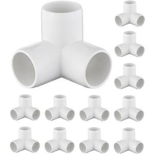12-Pack 3 Way PVC Fittings 3/4 Inch, Furniture Grade PVC Pipe Connector Elbow for All DIY Structure and Frames, SCH40 Pipe Tee Corner Fitting