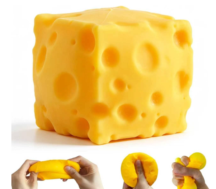 3 x Cheese Squishies Toy,Squishies Cheese Slow Rising Squeeze Block, Stress Balls for Adults,Stress & Anxiety Relief Fidget Gift