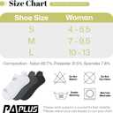 PAPLUS Running Socks Womens 6 Pairs - Athletic Ankle Socks with Arch Support, Comfort Anti-Blister Cushioned (4-6.5, 2black+2white+2gray)