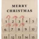 Christmas Countdown Advent Calendar with Pockets,Advent Calendars for Kids Chocolate & Candy,Countdown to Christmas Xmas Holiday Decorations,17x28 Inch (Beige)