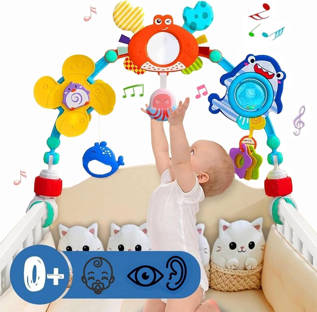 Pau1Hami1ton Baby Stroller Arch Toys, Car Seat Toys,Bouncer Toy Bar/Mobile for Bassinet,Adjustable Baby Hanging Toys Fit for Crib Bed,Stroller,Car Seat.S-19(Crab), Small
