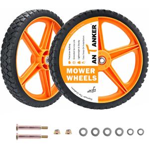 16" Lawn Mower Wheels, 16 x 1.75 Inch Spoked Plastic Wheels