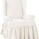 SureFit Essential Twill T-Cushion Wingback Chair Slipcover - Relaxed Fit Armchair Cover/Perfect for Protecting Your Favorite Wing Chair