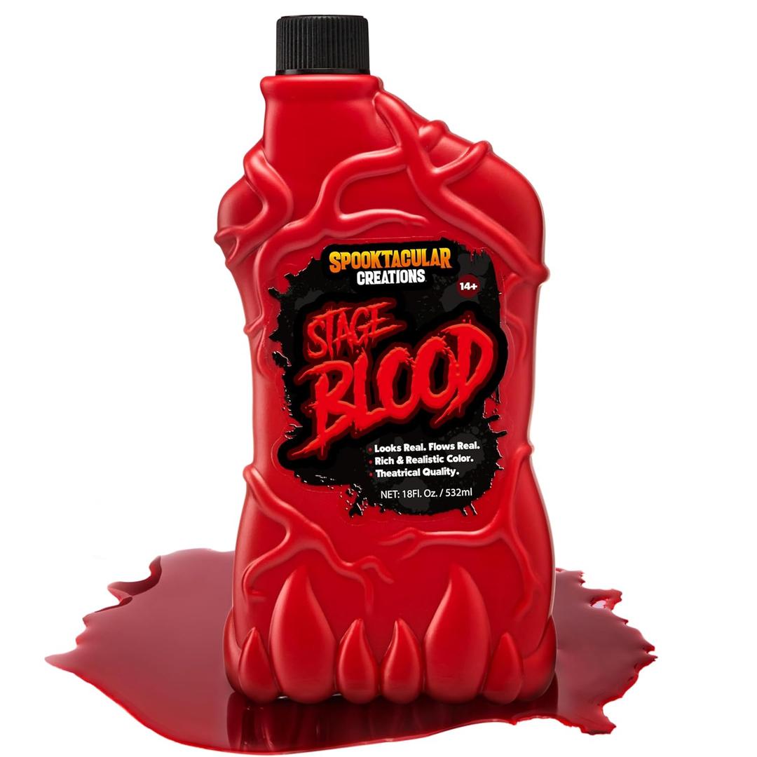 Spooktacular Creations 18 oz Fake Halloween Bottle Fake Blood Stage Blood for Halloween Costume, Zombie and Monster Makeup & Dress Up