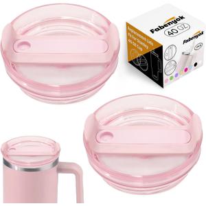 40 OZ Tumbler Lid Replacement Fit for Stanley Cup, 2 Pack Clear Replacement Lids Fit for Stanley Travel Tumbler, Spill Proof Tumbler Covers for Stanley Cup Accessories(Pink)