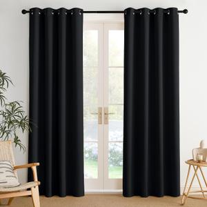 NICETOWN Room Darkening Draperies Curtains Panels, 2 Panels Black W52 x L84