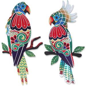 Outdoor Wall Decor, Parrot Decor, Outdoor Metal Wall Art, Mexican Birds Wall Sculpture, For Outside, Yard, Fence, Garden, Patio