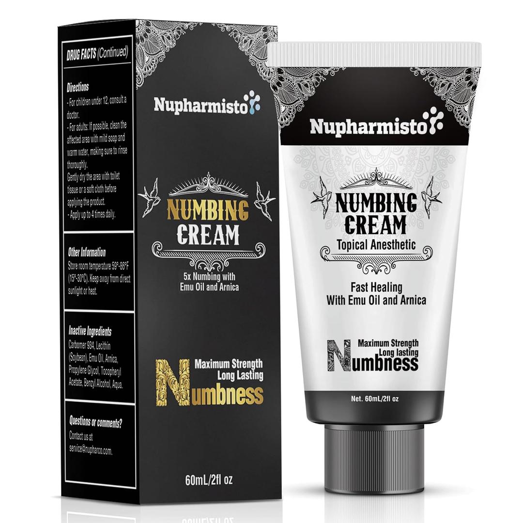 Numbing Cream Maximum Strength Long Lasting with 5x Numbing Emu Oil and Arnica 60ml
