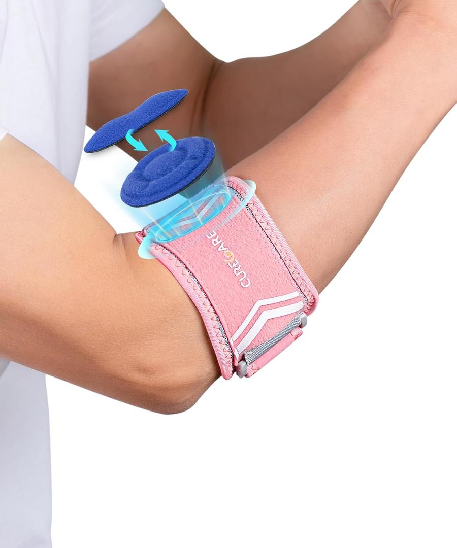 Elbow Brace for Tennis & Golfers Pain Relief, 2025 New Updated Tennis Elbow Strap with Breathable Fabric, All Day Comfort Tendonitis Elbow Brace for Sports and Daily Life (Pink)