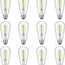Gozelux Dimmable Vintage LED Edison Bulbs, 6W, Equivalent 60W, 750lm, Daylight 5000K, 90+ CRI, ST58 Antique LED Filament Bulbs, E26 Medium Base, Clear Glass, Pack of 12