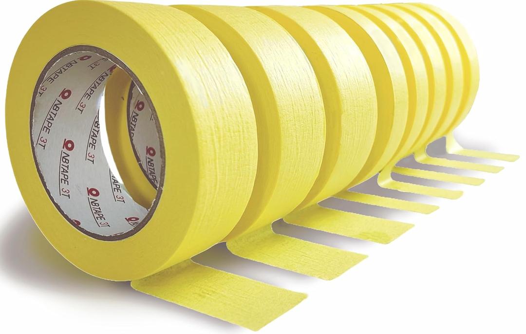NBTAPE 3T Painters Tape 8 Rolls, (0.7/1.4 Inch  55 Yards) Yellow Masking Tape, General Purpose, Painters Tape for Wall, Painting, DIY, Spray Paint, Crafts, Labeling and Artistic Creation