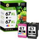 67XL Ink Cartridges Black Color Combo Pack Replacement for 67 67xl Ink for Envy 6000e 6400e 6452e 6458e 6455e 6065e Deskjet 4255e 2855e 2734e 2742e 4158e Printer (2 Pack)