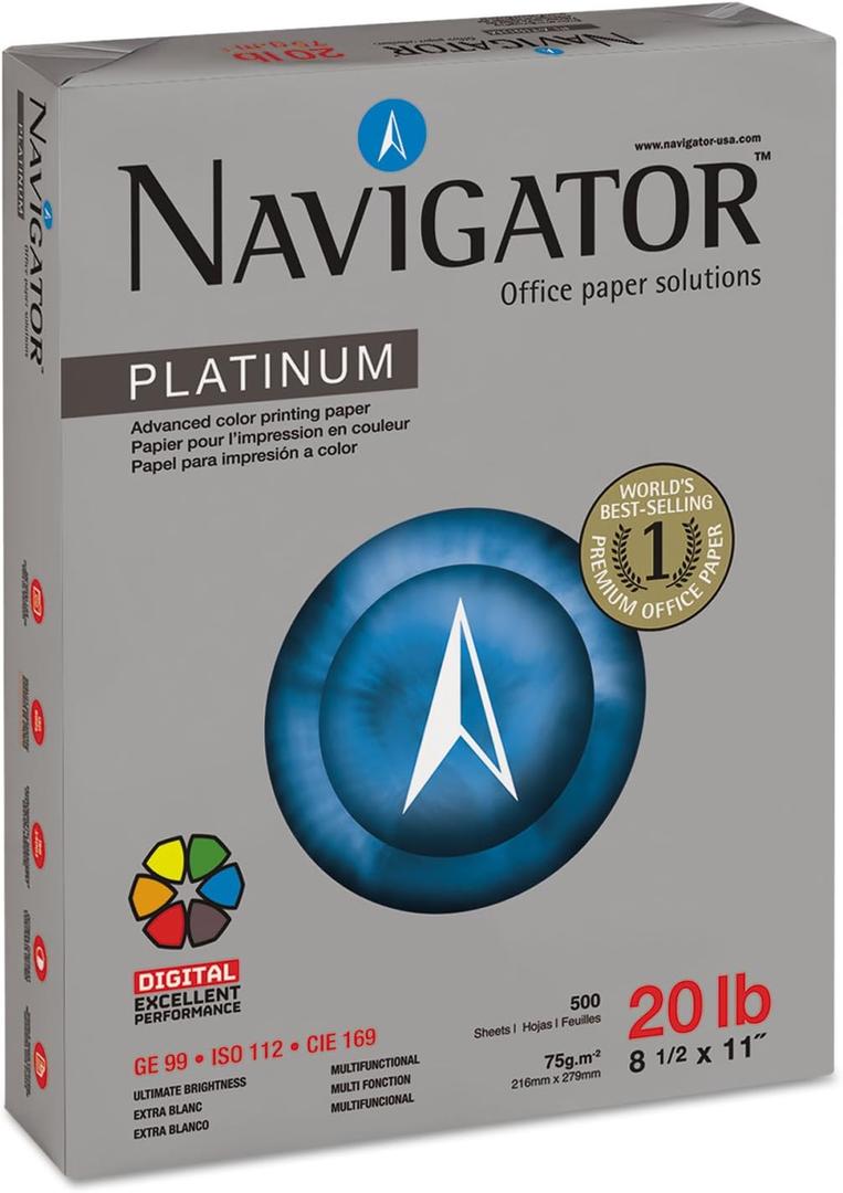 Platinum Paper, 99 Bright, 20lb, 8.5 x 11, White, 500 Sheets/Ream, 10 Reams/Carton