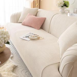 vctops Soft Corduroy Sofa Couch Cover Warm Plush Non Slip Sectional Couch Cover Solid Washable Sofa Slipcover Furniture Protector for Kids, Dogs, Pet, 1 Piece/Not All Set (Off White,43"x43")