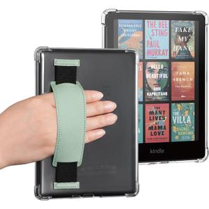 iDLEHANDS Clear Case for 7" Tablet Case - Ultra Slim Soft TPU Transparent Cover & Lightweight with Hand-Strap, Sage Green