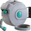 Retractable Garden Hose Reel 100 ft x 1/2" | Any Length Lock & 180Swivel | All-weather Garden Hose Reel Wall Mount for Outside, Retractable Hose with 10-Pattern Nozzle for Cleaning, Watering