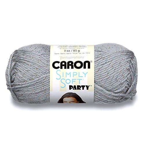 Caron Simply Soft Party Yarn, 3 oz, Medium Worsted 4 Gauge, - Silver - For Crochet, Knitting & Crafting, 3 Pack