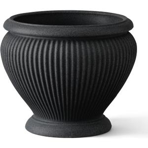 ARBORA 18" Cannes Urn Planter - Premium Polyresin Decorative Outdoor Planter with Drillable Drainage Hole for Optional Indoor Use, Lightweight, Weatherproof Plant Pot for Front Step, Garden, Deck