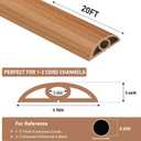 Floor Cord Cover Self Adhesive Cord Hider Floor Extension Cord Covers for Floor Power Cord Protector Cable Management Prevent Cable Trips Cable Cavity 0.32" W x 0.32" H (Light Brown Wood, 20Ft)