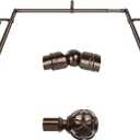 KAMANINA Bay Window Curtain Rods, Telescoping Curtain Rods for Bay Windows 32 to 86 Inch(Center Rod), Bronze Curtain Rod 32 to 58 Inch(Side Rods), Netted Texture Ends