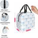Bow Lunch Box, Cute Blue Ribbon Bow Watercolor Insulated Lunch Tote Bag for Women & Men, Small Lunch Bag for Work Picnic Travel Office, 8.5x8x5 Inch