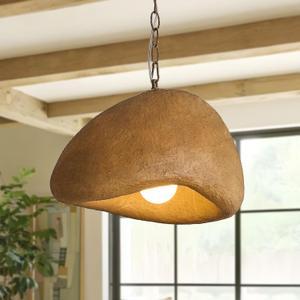Wabi Sabi Pendant Light Kitchen Island 11.8in Brown Dining Room Lights Fixture Rustic Chandelier Japanese Style Hanging Ceiling Lighting for Bedroom Restaurant Living Room Hallway Foyer