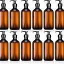 Tessco for you 12 Pack Amber Soap Dispenser Empty Plastic Pump Bottles Dispenser Refillable Shampoo Container for Hand Sanitizer Soap Lotion Body Wash Conditioner Bathroom Kitchen Travel (12 oz)