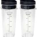 Ninja Blender Cups Single Serve 16-Ounce Cup Set with 2 Sip Lids for BL770 BL780 BL660 Professional Blender (Pack of 2)
