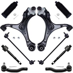 AUQDD 10Pc Front End Suspension Kit Fit For 2012-2015 Ho-nda Civic /13-15 Ac-ura ILX, 2 Lower Control Arm w/Ball Joint 2 Sway Bar Link 4 Outer & Inner Tie Rod End (# 520-695 K750605 EV800906 ES800912)