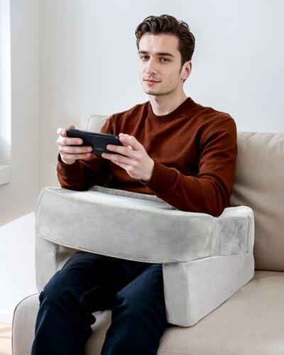 2 PCS Weighted Idea Gaming Pillow - Reading Pillow for Lap with Removable Velvety Cover, Petite Adults, 145-185lbs Laptop Pillow Lap Desk Pillow for Reading, Working, Crocheting in Bed Couch