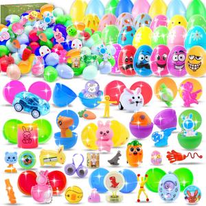 165PCS Prefilled Easter Eggs with Toys Inside, Easter Eggs Fillers Basket Stuffers Easter Hunt Games Party Favor Supplies Classroom Prize for Kids