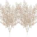 Christmas Glitter Stems 24pcs Artificial Pine Tree Picks for Christmas Tree Ornaments fillers, DIY Xmas Wreath, Crafts, Garland, Holiday, Party, Wedding and Home Decoration (Champagne Gold)