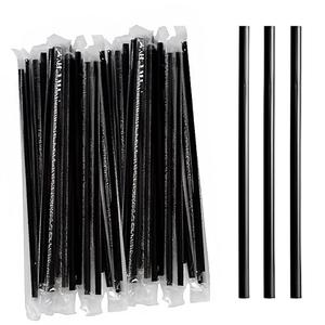 Concession Essentials Jumbo 7.75" Tall Black Wrapped Standard Plastic. Pack of 1000 Count. Black - Wrapped Straws.