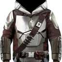 Toddler Kids Silver Hoodie Armor Print Sweatshirt for Boys Girls (Medium, Grey)