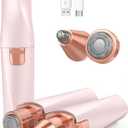 Eyebrow Trimmer Facial Hair Removal for Women: 2 in 1 Rechargeable Facial Hair Remover & Eyebrow Razor, Electric Painless Face Shaver for Women with LED Light for Eye brow, Lips & Face (Blush Pink)