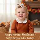 5 x Thanksgiving 4.5" Baby Girl Bows 3 Pack Soft Headband High Stretchy Hairbows Newborn Toddler (Beige&Turkey&Maple Leaf)