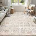 Collive Washable Area Rug 8x10, Neutral Boho Rugs for Living Room Rugs 8x10 Non Slip Farmhouse Modern Bedroom Carpet Stain Resistant Aesthetic Print Accent Floor Mat for Dining Guest Office - Beige